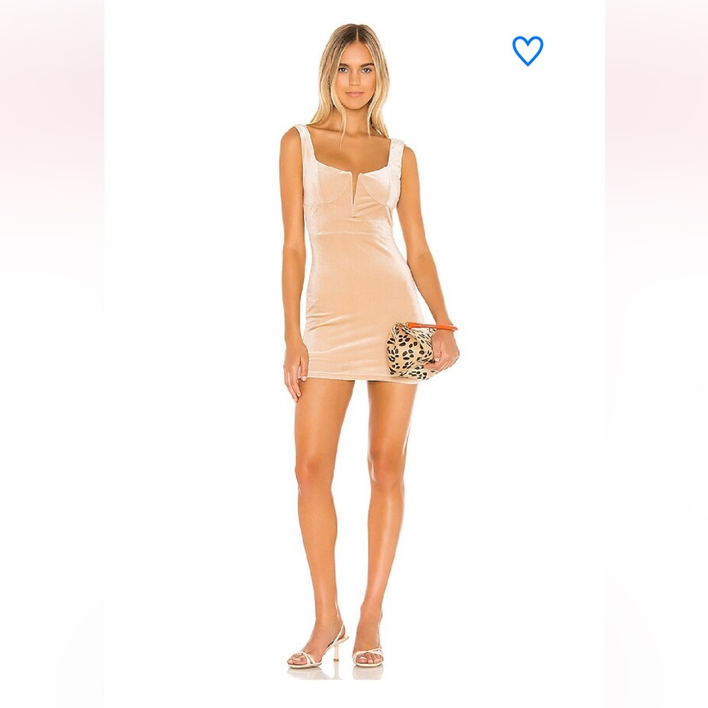 Chiara Plunging Mini Dress in Champagne superdown from Revolve